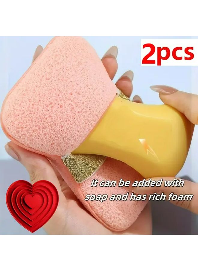 2pcs Pink Elastic Soap Holder With Loofah Bath Sponge Adjustable Hanging Rope - Image 3